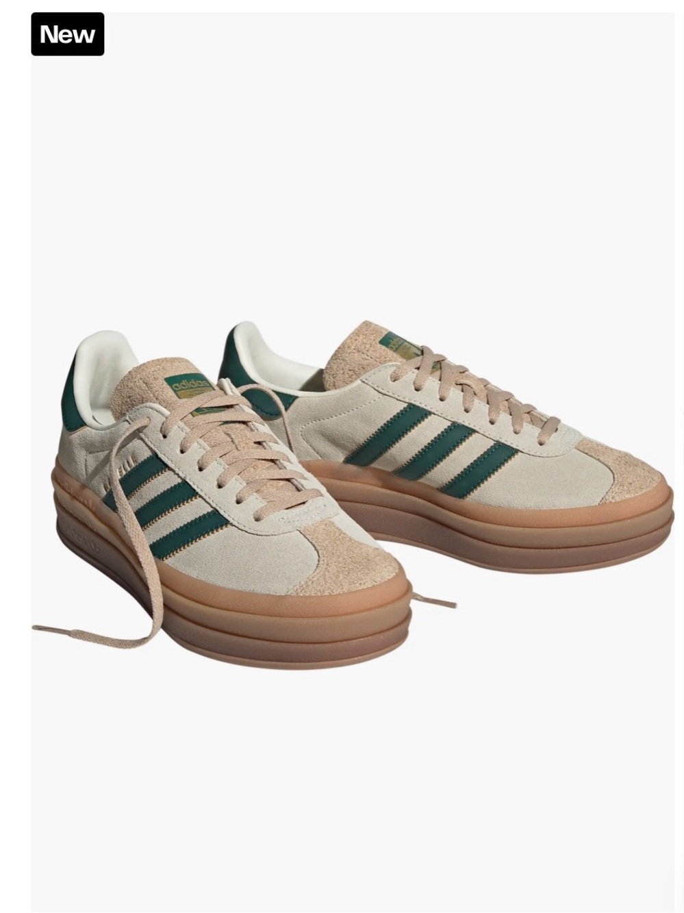 adidas Women’s Gazelle Bold Platform Sneaker with Dark Green Stripes